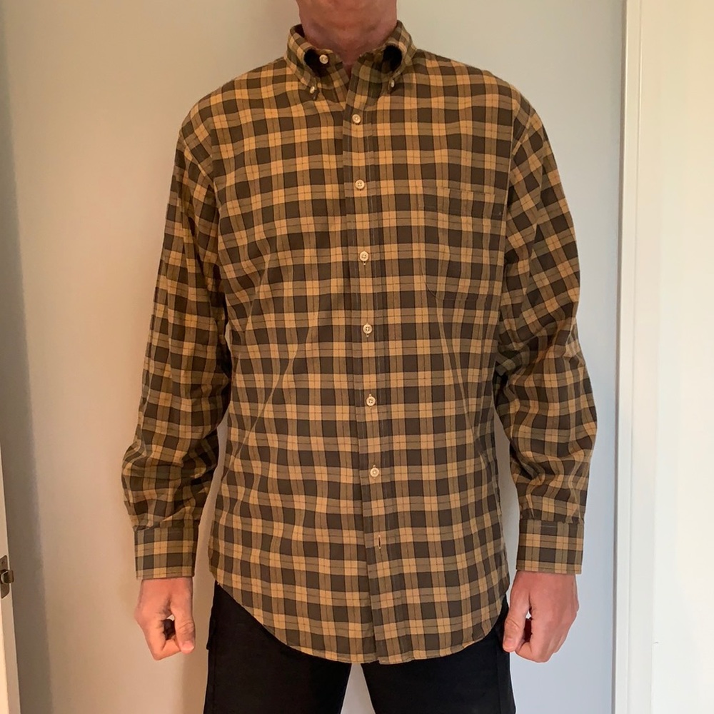 Viyella- Men’s Large- Long Sleeve Brown/Olive Plaid Button down